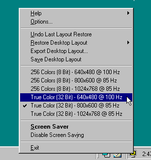 Selecting a new display mode
